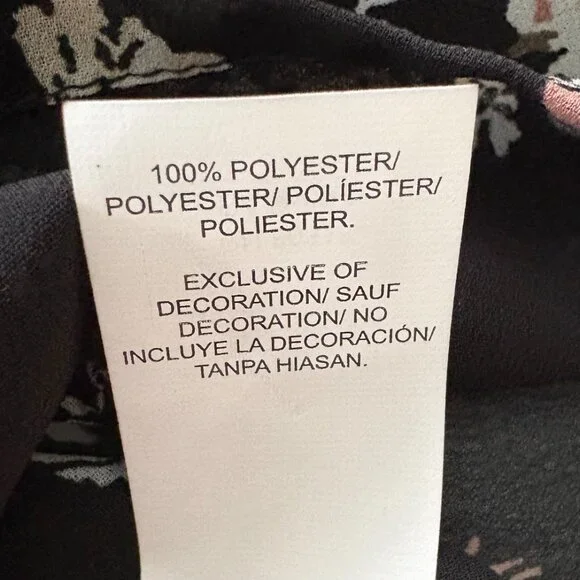 Lucky Brand Semi-Shear Blouse Black w/Pink Floral Size Medium EUC - Picture 6 of 10